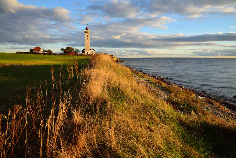 Leuchtturm Helnæs auf der Insel Fünen in Dänemark