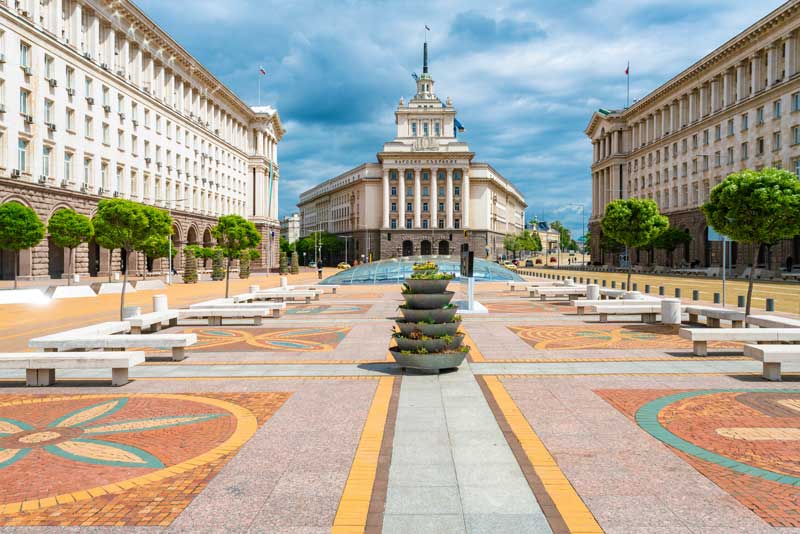 Nationalversammlung Bulgariens und Ministerrat auf dem Unabhängigkeitsplatz in Sofia
