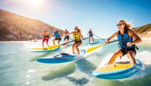 Aktive Urlauber beim Wassersport