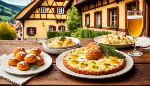 Kartoffelknödel und Flammkuchen