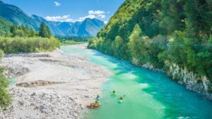 Wassersport im Fluss Soca, Bobec