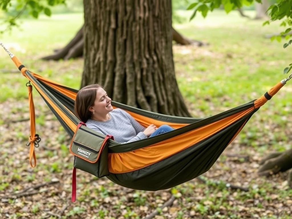 Monkey Swing Reisehängematte mit Befestigungsseilen Monkey Swing Reisehängematte mit Befestigungsseilen