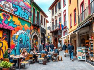 Das lebendige Künstlerviertel Kapana mit bunter Street Art, Cafés und Kunsthandwerksläden