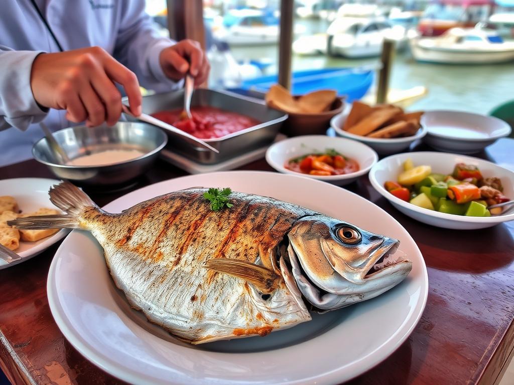 Frischer Fisch wird am Hafen von Essaouira zubereitet - Städtereise Essaouira