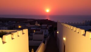 Sonnenuntergang über der Medina von Essaouira mit Blick auf den Atlantik - Städtereise Essaouira