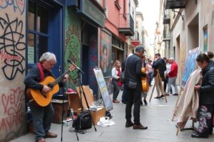 Straßenkünstler und Musiker beleben das Kapana-Viertel in Plovdiv mit kreativer Energie