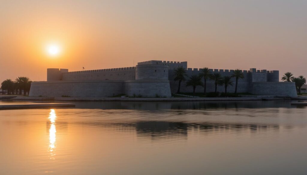 Bahrain Fort (Qal'at al-Bahrain) bei Sonnenuntergang Bahrain Fort (Qal'at al-Bahrain) bei Sonnenuntergang