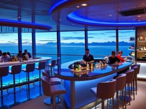 Elegante Bar auf der Mein Schiff 3 mit Meerblick
