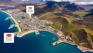 Luftaufnahme von Puerto de la Cruz mit Hotelstandort - Lastminute Deal Teneriffa