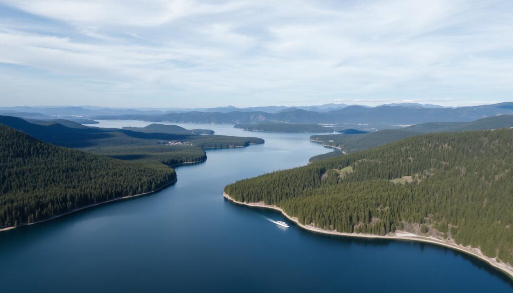Panoramablick auf den Edersee mit umliegenden Wäldern