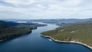 Panoramablick auf den Edersee mit umliegenden Wäldern