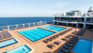 Pool-Bereich auf dem Oberdeck der Mein Schiff 4