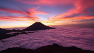 Sonnenuntergang am Teide mit Schatten auf den Wolken - Lastminute Deal Teneriffa