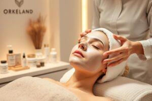 Spa-Anwendung mit Gesichtsmaske im Orkeland SPA