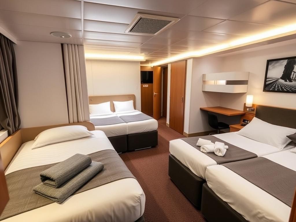 Symbolbild: Familienkabine auf der Mein Schiff 4 mit mehreren Betten Symbolbild: Familienkabine auf der Mein Schiff 4 mit mehreren Betten