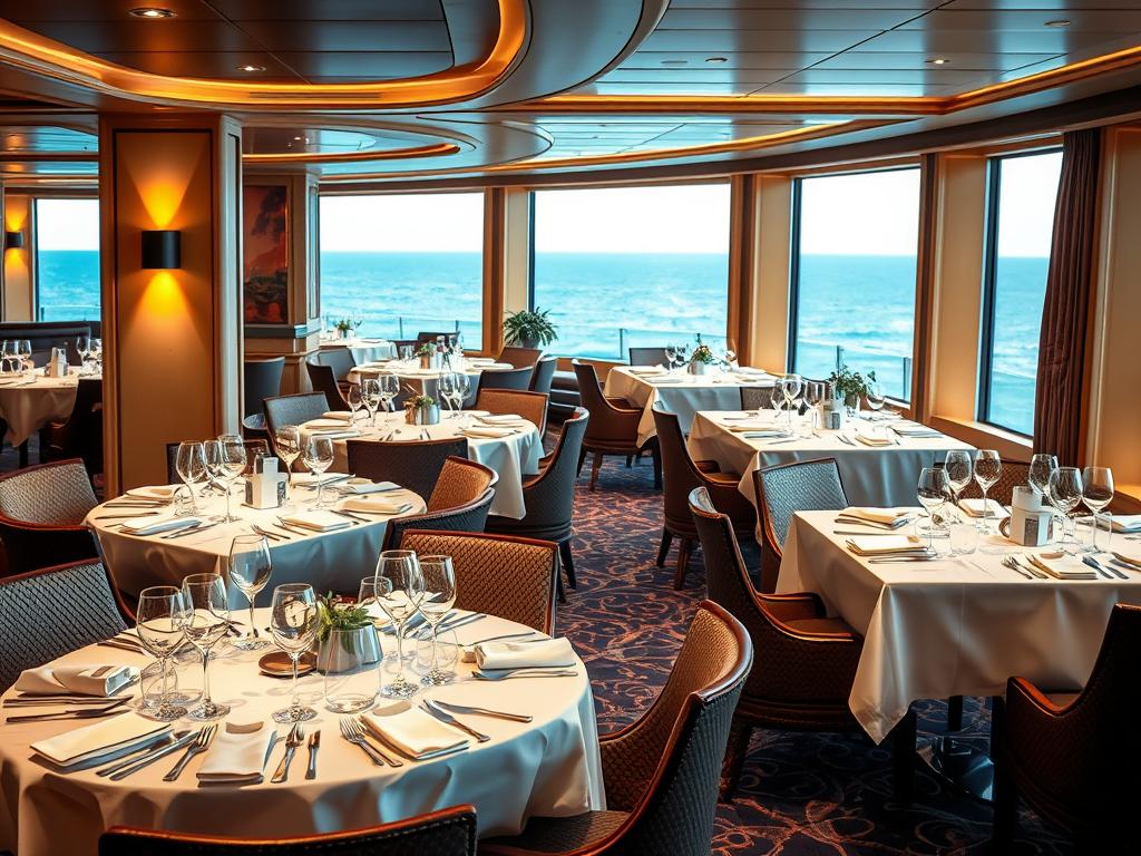 Symbolbild: Restaurant auf der Mein Schiff 4 mit gedeckten Tischen Symbolbild: Restaurant auf der Mein Schiff 4 mit gedeckten Tischen