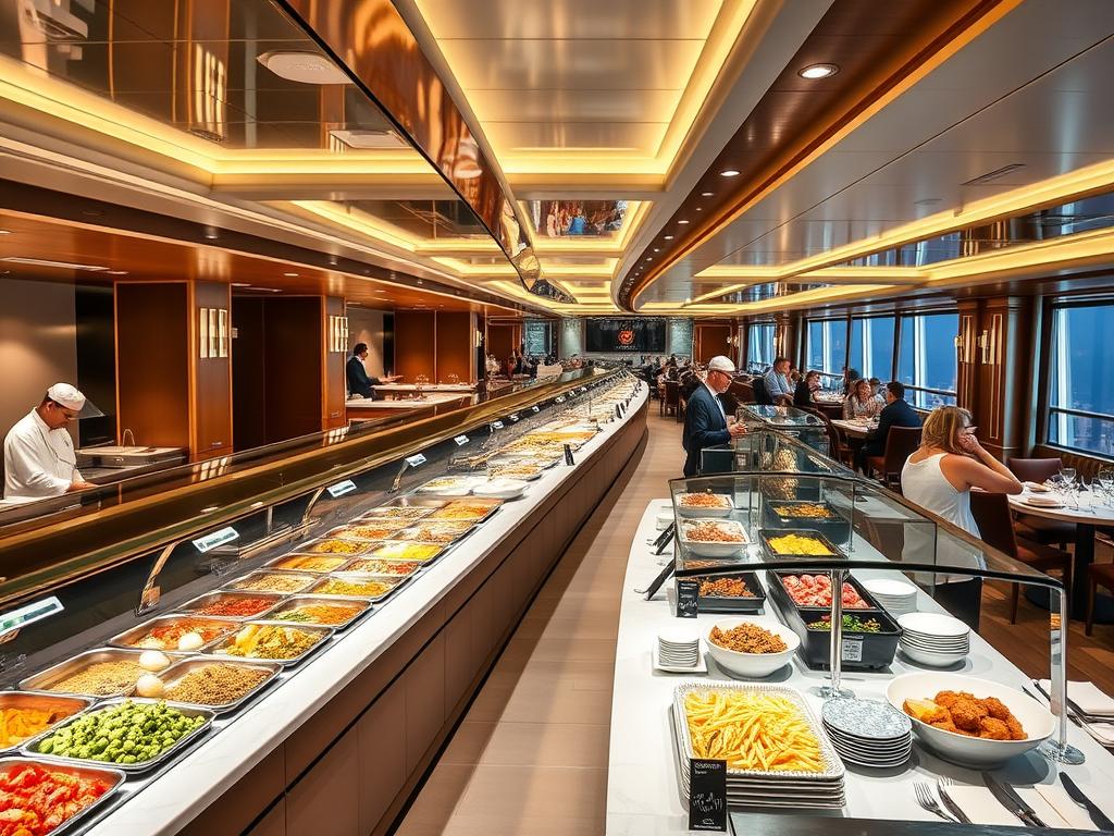 Buffet-Restaurant auf der Mein Schiff Relax mit vielfältigem Angebot