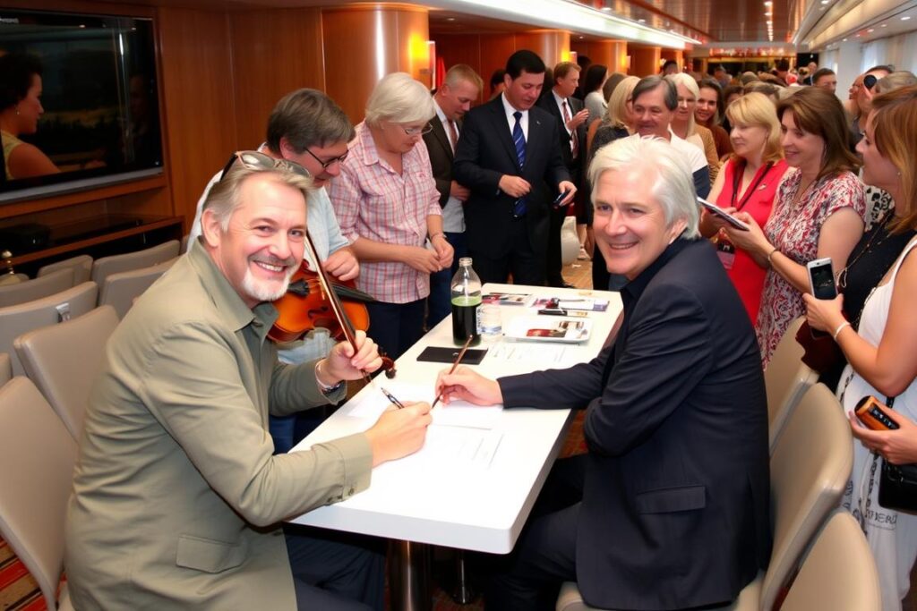 David Garrett bei einer Autogrammstunde mit Fans während einer früheren Themenkreuzfahrt David Garrett bei einer Autogrammstunde mit Fans während einer früheren Themenkreuzfahrt