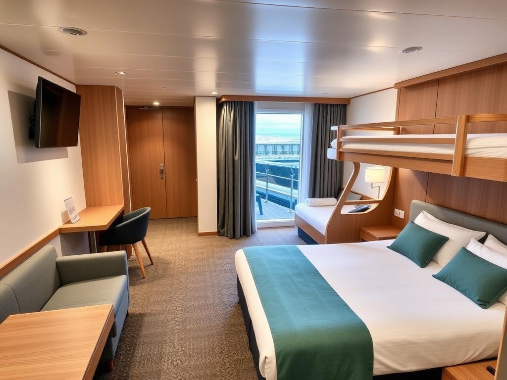 Familienkabine auf der Mein Schiff Relax mit mehreren Betten