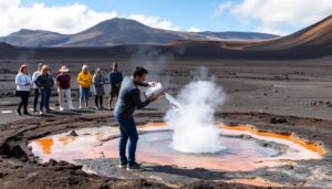 Geothermal-Demonstration im Nationalpark Timanfaya auf Lanzarote
