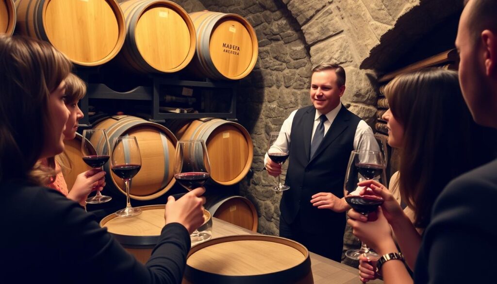 Madeira-Weinprobe in historischem Weinkeller in Funchal