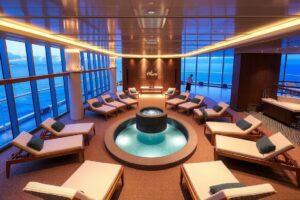 Spa-Bereich auf der Mein Schiff 1 mit Ruhezone für Entspannung zwischen den Konzerten