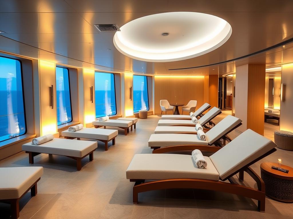 Spa-Bereich auf der Mein Schiff Relax mit Ruheliegen