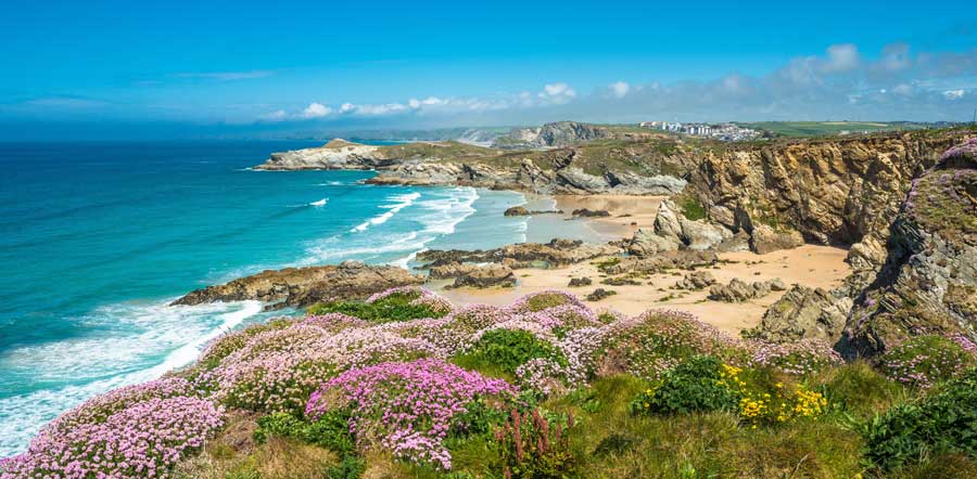 Der Strand von Newquay in Nord-Cornwall,