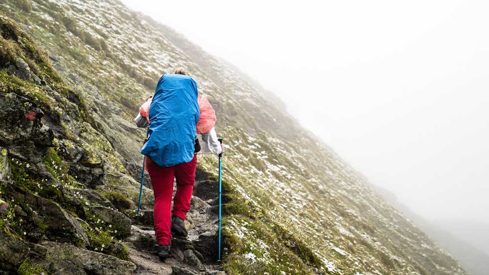 Alpenüberquerung von der Braunschweiger Hütte beim Aufstieg zum Pitzutaler Jöchl.